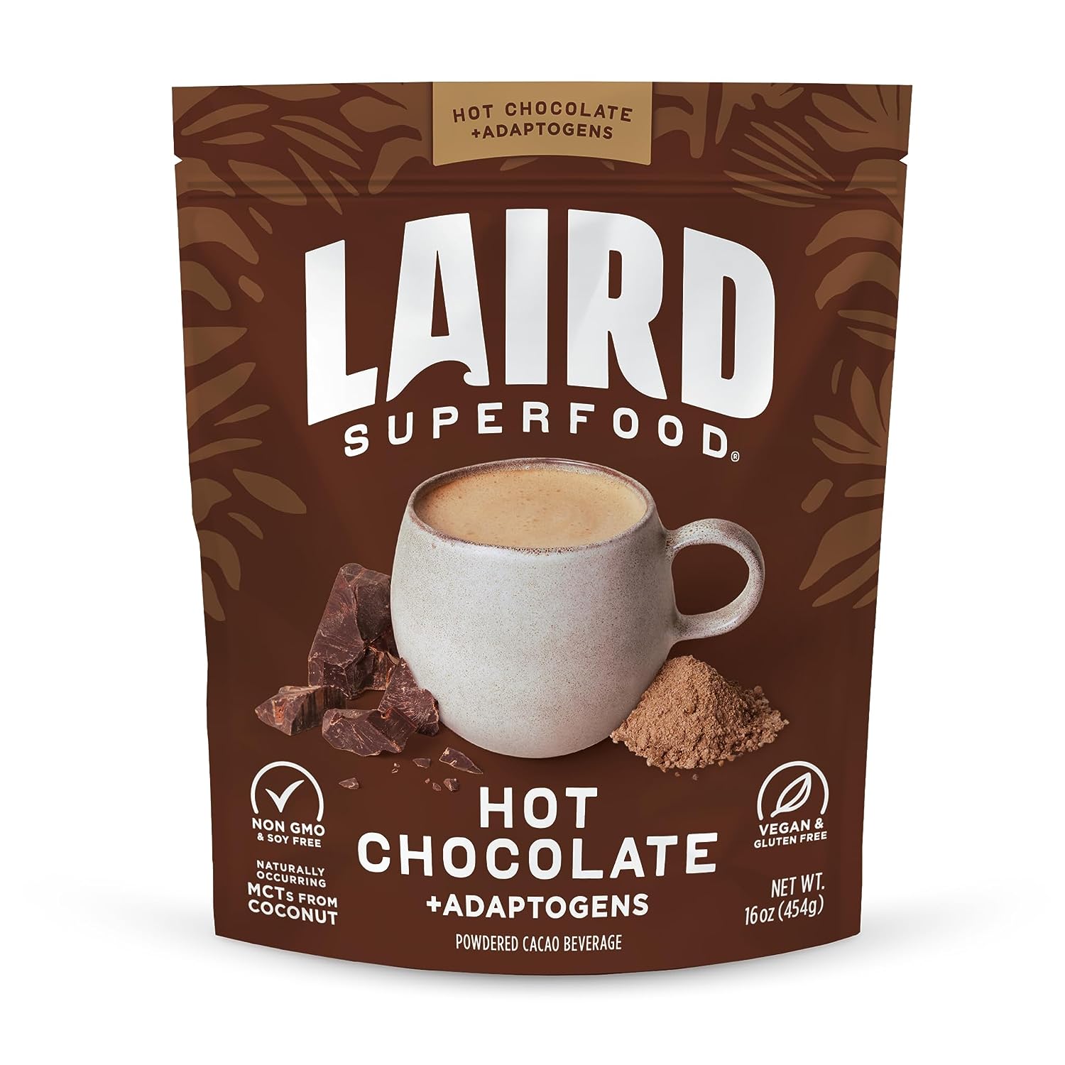 Laird Superfood Functional Mushrooms Hot Chocolate, Organic Cacao Powder Blended with Nourishing Mushrooms, Bag, Pack of 1