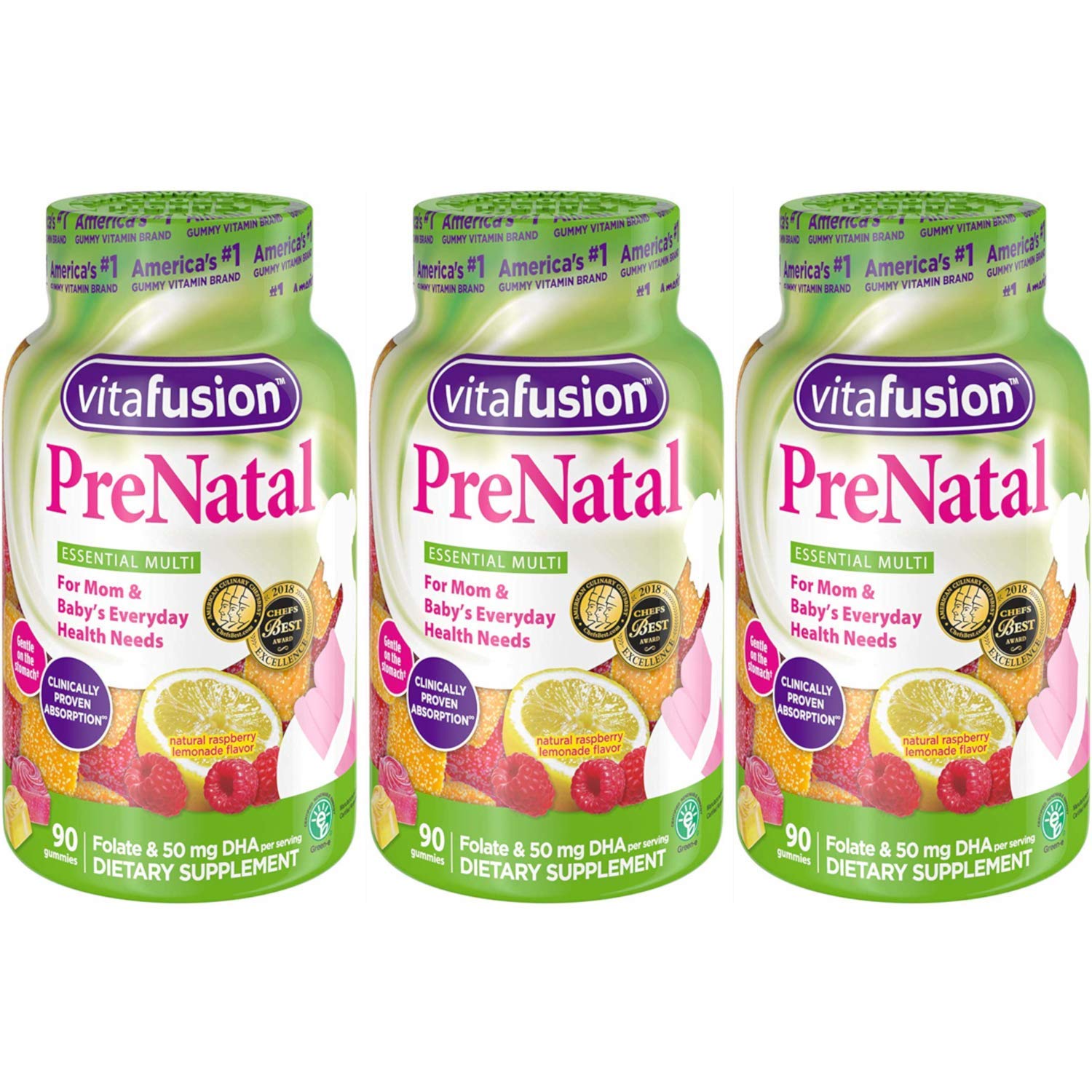 Vitafusion Prenatal, Gummy Vitamins, 90 Count (3Pack (90 Count))