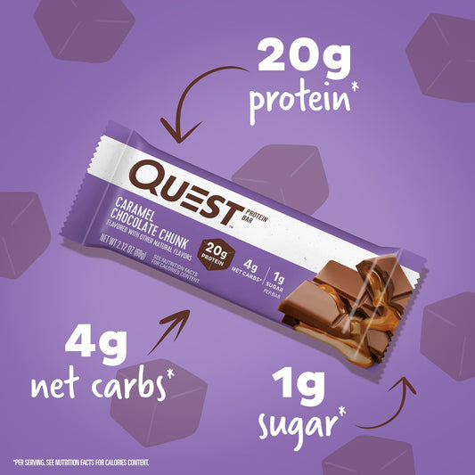 Quest Nutrition Caramel Chocolate Chunk Protein Bars, High Protein, Lo1.6 Pounds