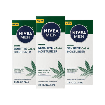 NIVEA MEN Sensitive Calm Moisturizer with Hemp Seed Oil and Vitamin E, 3 Pack of 2.5   Tubes