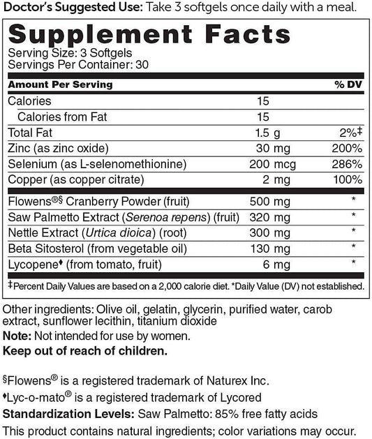 Dr. Whitaker Prostate Health with Saw Palmetto Extract, Flowens Cranbe