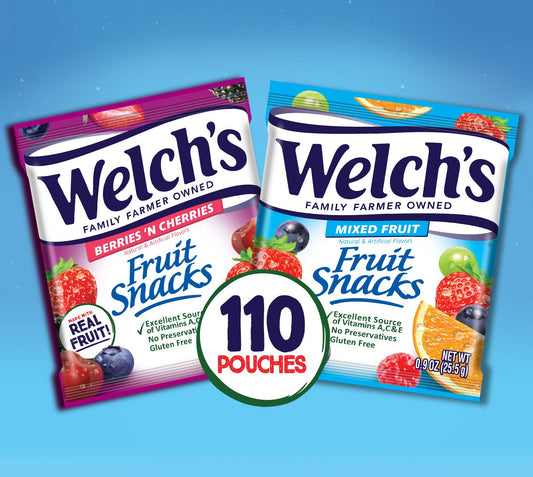 Welch's Fruit Snacks, Mixed Fruit & Berries 'n Cherries Bulk Variety Pack, Gluten Free, 0.9 oz Individual Single Serve B