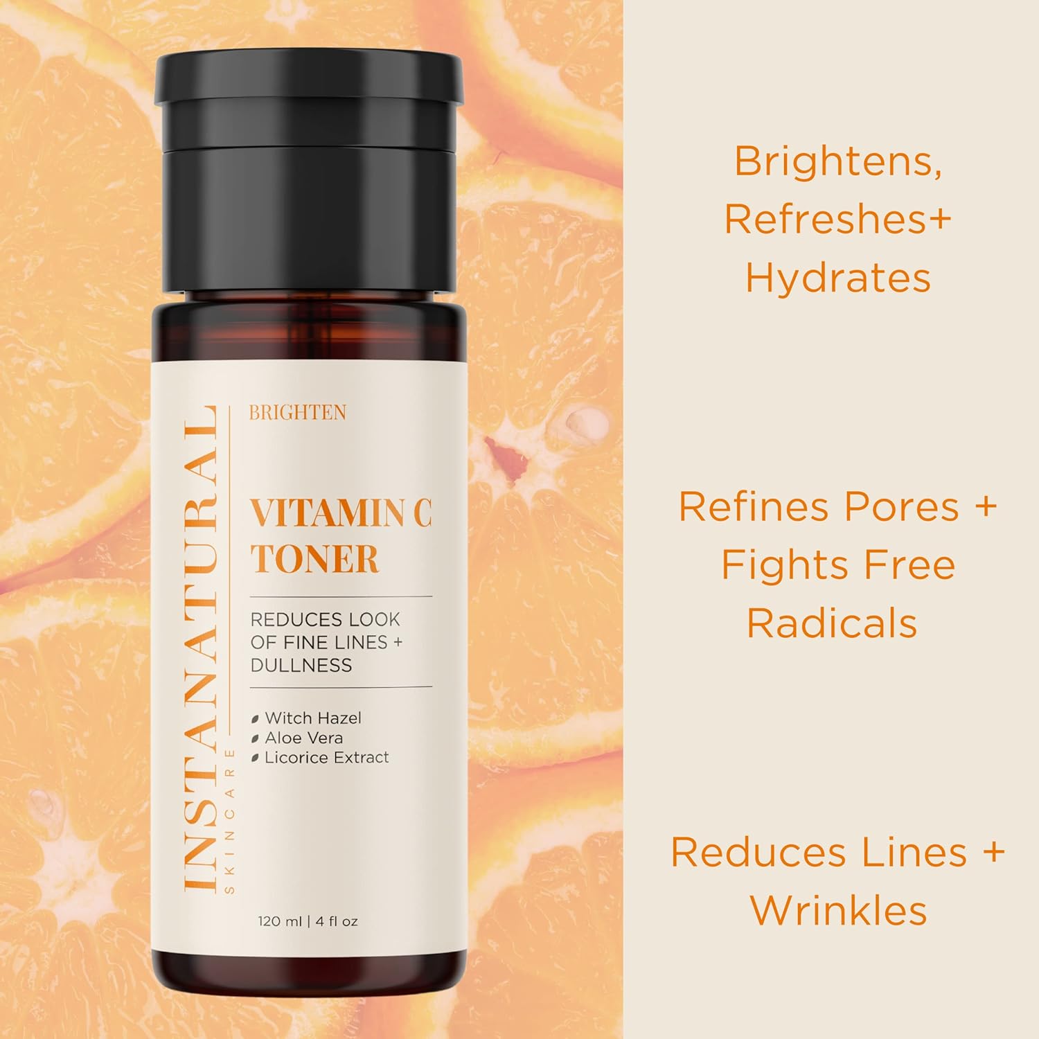 InstaNatural Vitamin C Face Toner, Brightens, Balances pH an