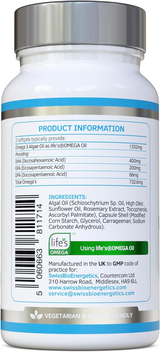 Vegan Omega 3 - Full Spectrum DHA, EPA & DPA - 90 Softgels of Life?s O65 Grams