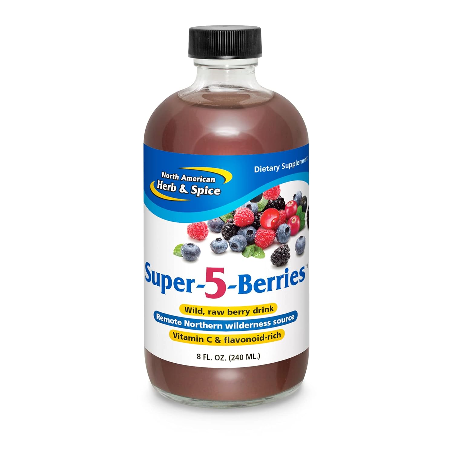 North American Herb & Spice Super-5-Berries - 8 fl. oz. - Wild, Raw Be