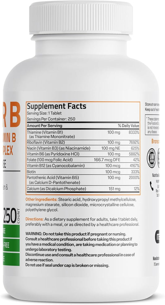 Bronson Super B 100 Vitamin B Complex Sustained Release Contains All B