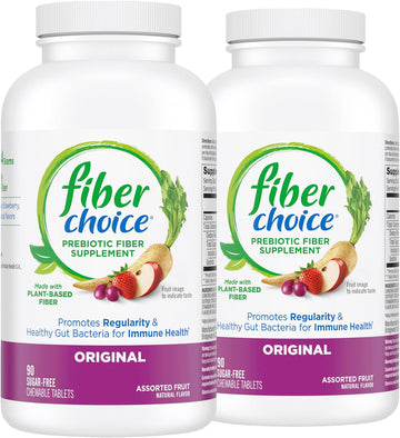 Fiber Choice Daily Prebiotic Fiber Chewable Tablets, Assorted Fruit, 91.87 Pounds