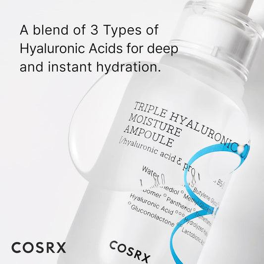 COSRX Hydrium Triple Hyaluronic Moisture Ampoule, 40 / 1.35 . | Hyaluronic Acid Viscous Serum | Korean Skin Care, Animal Testing Free, Paraben Free