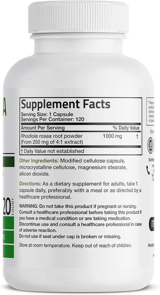 Bronson Rhodiola Rosea 1000 Mg - Adaptogenic Herb - Brain, Stress & Mo