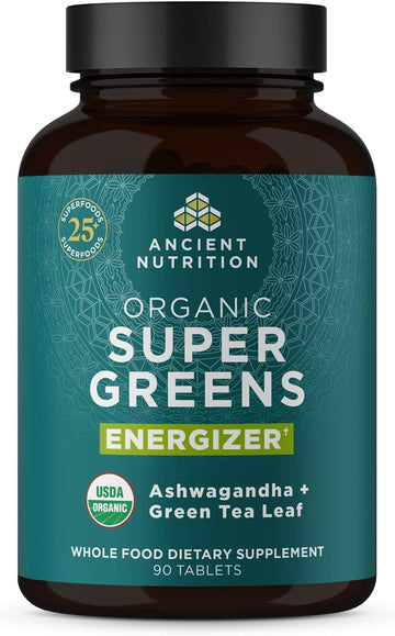 Ancient Nutrition Supergreens Energizer Tablets, Organic Superfood Tab