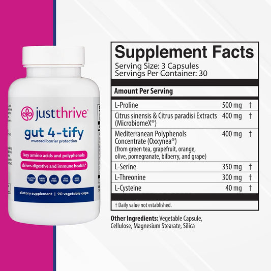 Just Thrive Gut 4-Tify - Gut Health Supplements For Women And Men - An