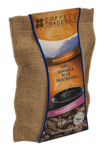Coffee Traders One-hundred Percent Jamaica Blue Mountain Coffee with Certificate of Origin, Medium Roasted Beans, Bag