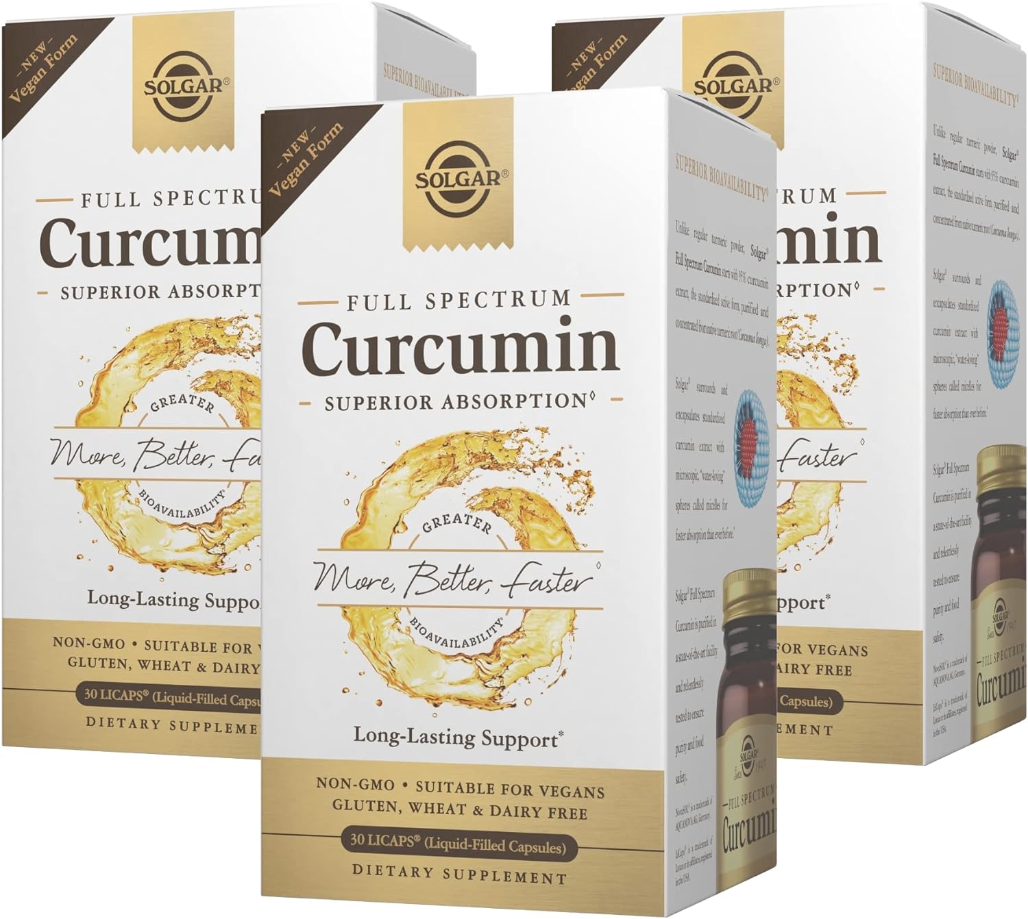 SOLGAR Full Spectrum Curcumin - 30 LiCaps, Pack of 3 - Superior Absorp