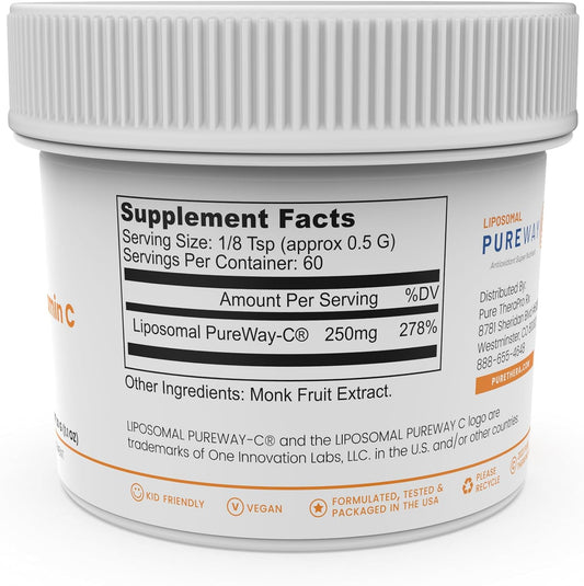 Pure Therapro Rx 100% Liposomal Vitamin C Powder, Patented PureWay Veg