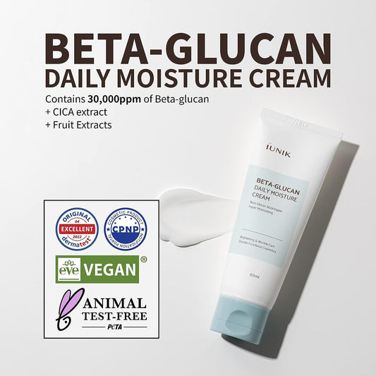 IUNIK Beta-Glucan Edition Skincare Set (Cream 2.02 .. & Mini Serum 0.51 ..) - Featuring the Powerful Beta-Glucan to Moisturize, Revitalize, and Reinforce the Skin with EWG-Green Ingredients