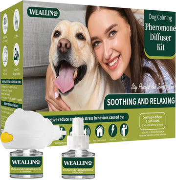 WEALLIN Dog Calming Diffuser Kit for Dog Anxiety Relief, 3-in-1 Dog Pheromone Diffuser Kit with 1 Diffuser +2 Refill 48m