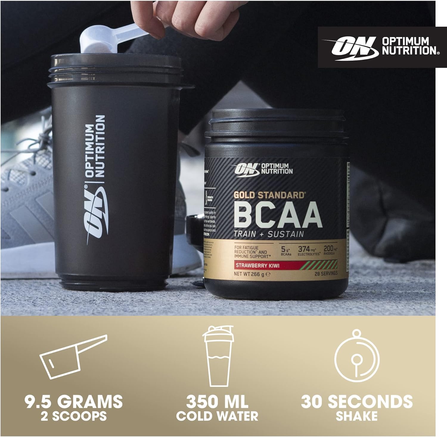 Optimum Nutrition Gold Standard BCAA Train + Sustain, Amino Acids Pre 
