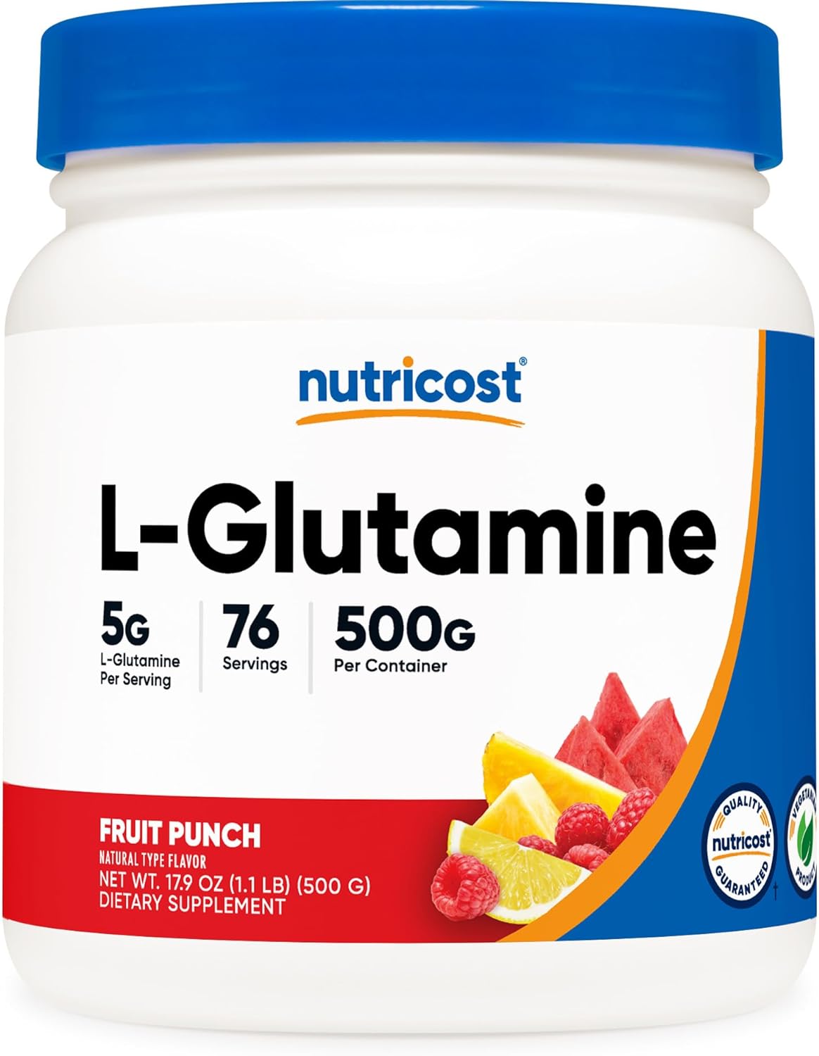 Nutricost L-Glutamine Powder 500 Grams (Fruit Punch)