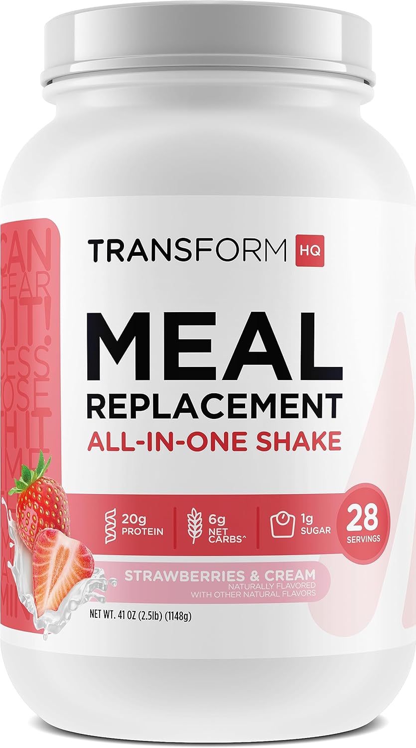 TransformHQ Meal Replacement Shake Powder 28 Servings (Strawberry & Cr