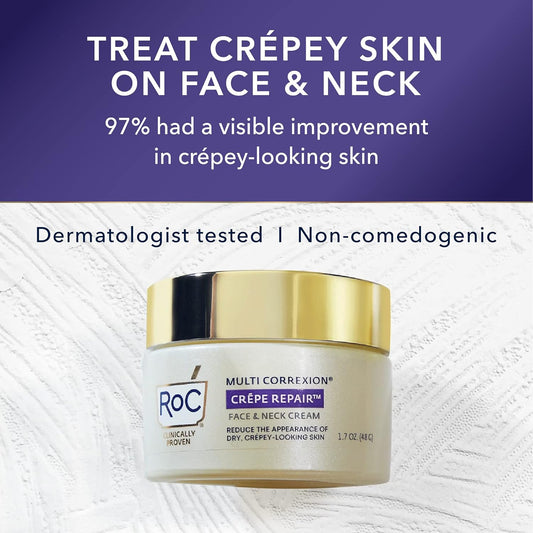 RoC Crepe Repair Anti Aging Daily Face Moisturizer & Neck Firming Cream (1.7 ) + RoC Retinol Wrinkle Smoothing Capsules (7 CT), Skin Care Treatment