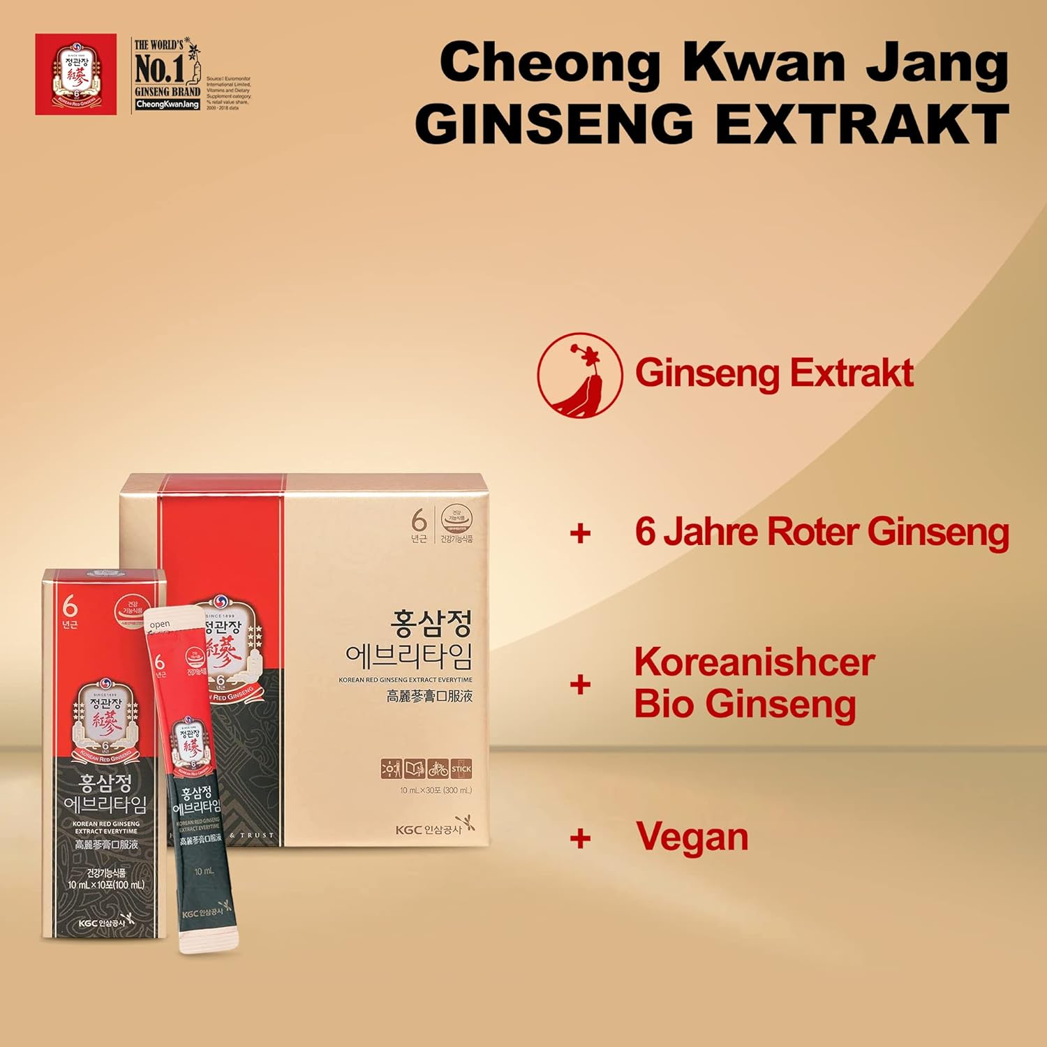 CheongKwanJang Koreanischer Roter Ginseng-Extrakt Everytime (10 ml x 3