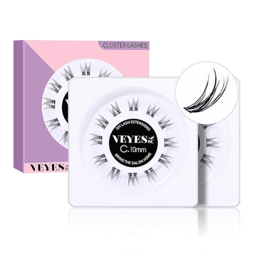 VEYES INC Individual Lash Clusters. Clusters Lashes that Look Like Extensions. Wispy Lashes for Beginners at home.10&10mm(TP02)