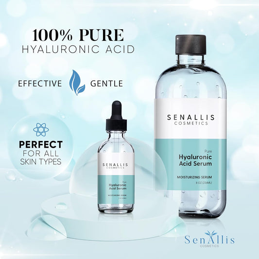 Hyaluronic Acid Serum 8   And 2  , Made From Pure Hyaluronic Acid, Anti Aging/ Wrinkle, Ultra-Hydrating Moisturizer That Reduces Dry Skin Manufactured In USA