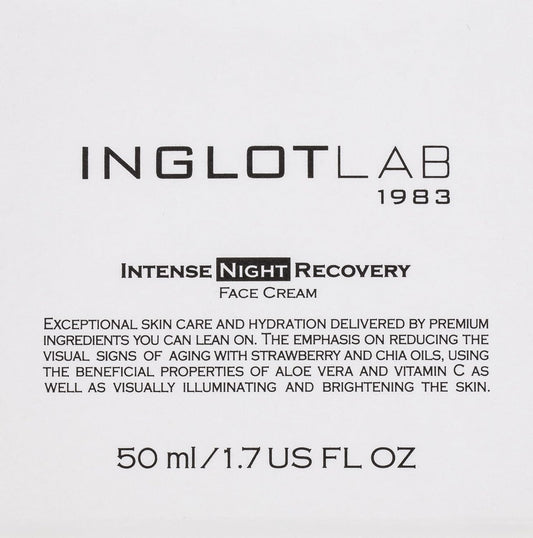 Inglot Lab Intense Night Recovery Face Cream, 50  1.7 US   | Skin Care | Strawberry Seed and Shia Seed Oils | Improving Skin Hydration and Elasticity | Regeneration and Revitalization