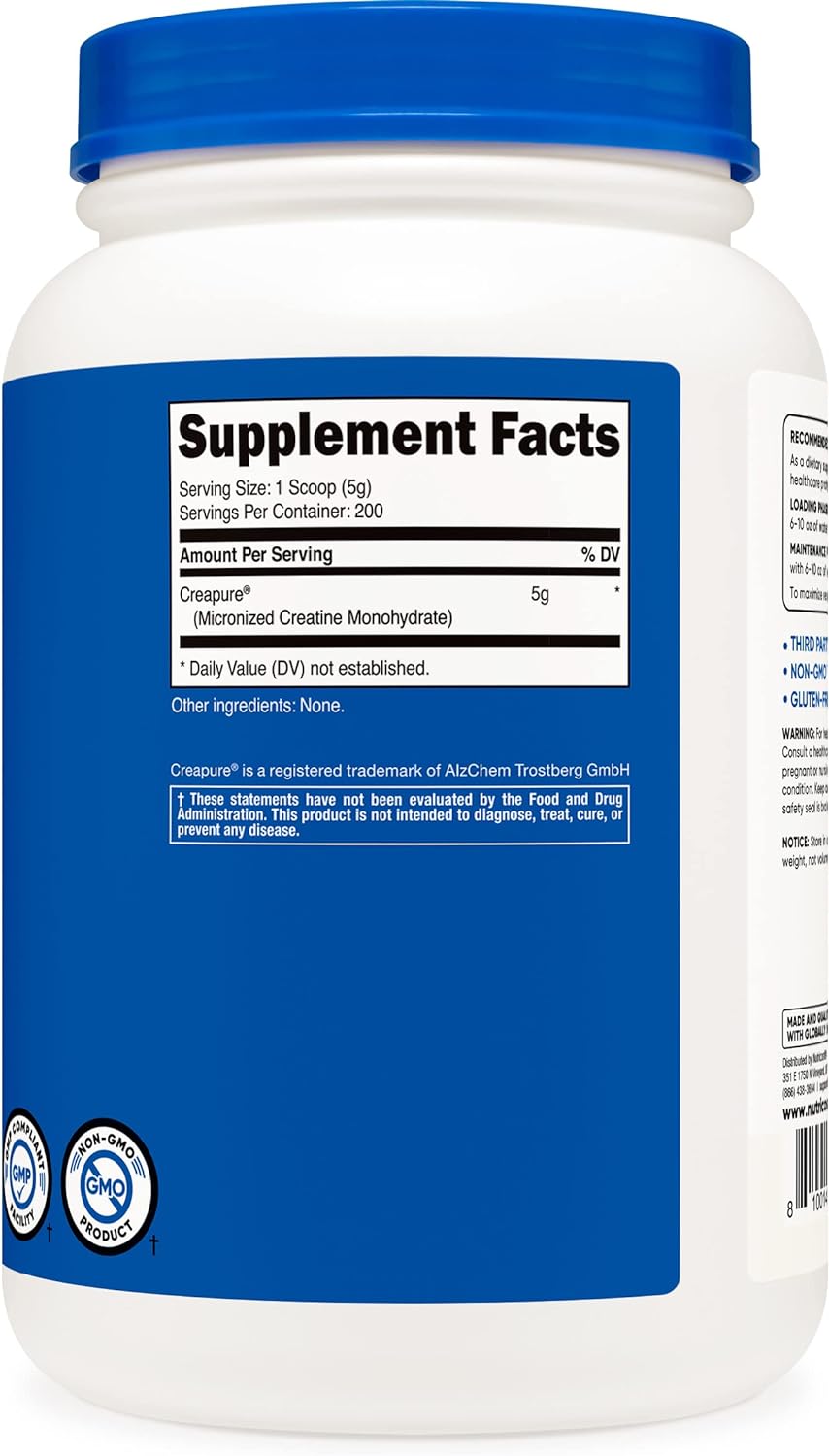 Nutricost Creapure® Creatine Monohydrate Powder 1KG200 Servings (Pack 
