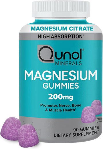 Qunol Magnesium Gummies for Adults, 200mg Magnesium Citrate High Absor