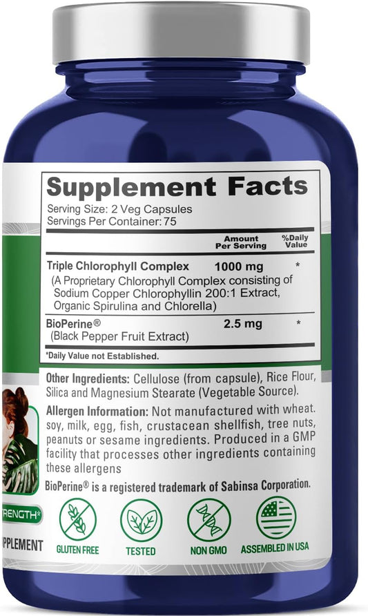 NusaPure Triple Chlorophyll Complex 1000 mg (Vegan Capsules,