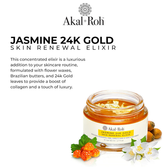 Jasmine 24K Gold Balm - Deep Moisturizing Face Solution - Collagen Booster, Hydrating, Prevent Blemishes, Smooth Fine Lines & Wrinkles - Rejuvenate Sensitive & Mature Skin - Skincare for Men and Women