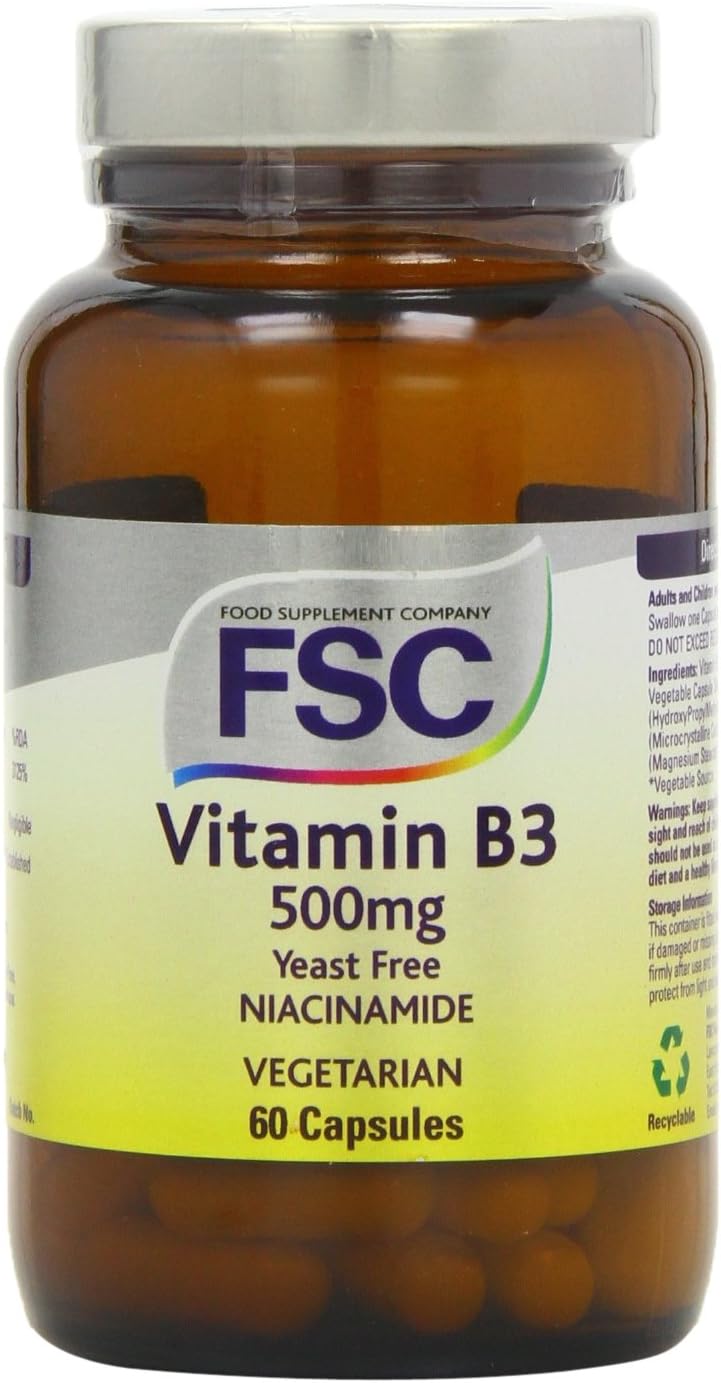 FSC 500mg Niacinamide Vitamin B3 - Pack of 60 Vegetarian Capsules

181.44 Grams