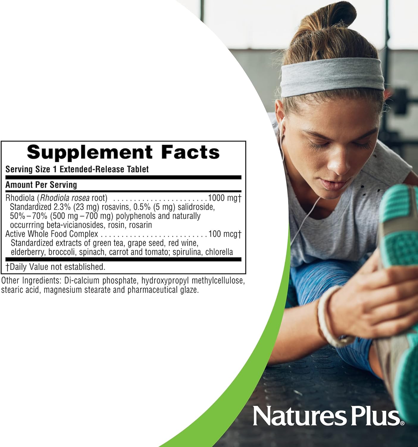 NaturesPlus Rhodiola, Extended Release - 1000 mg, 30 Vegan Tablets - H