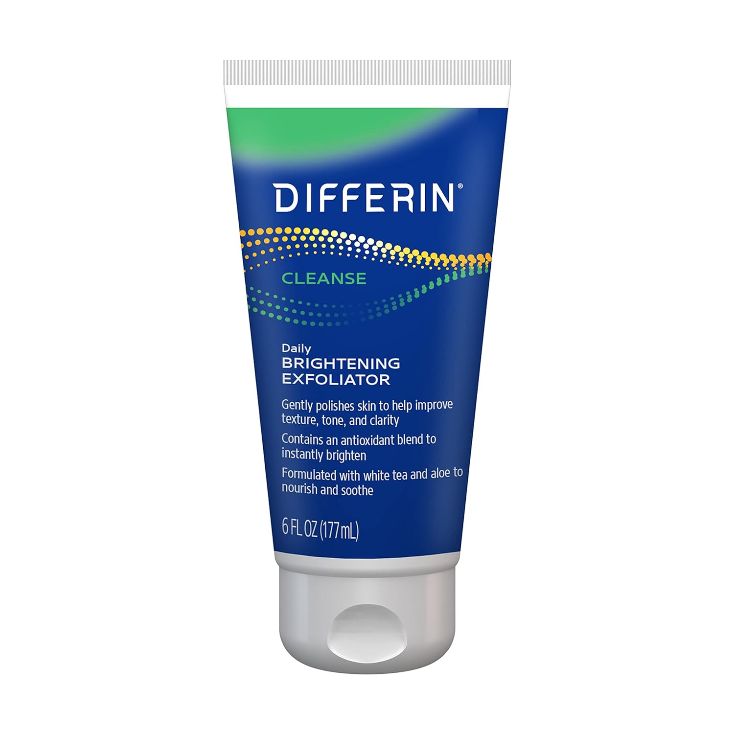 Differin Face Scrub Daily Brightening Exfoliator, Improves Tone and Texture for Acne Prone Skin, Green, 6   (Packaging May Vary)