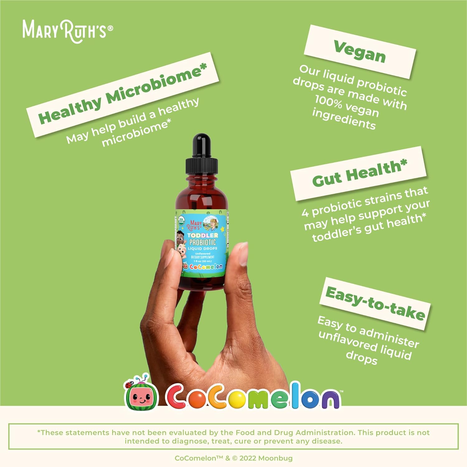 MaryRuth's Cocomelon Toddler Probiotic Liquid Drops for Kids Ages 1-3 