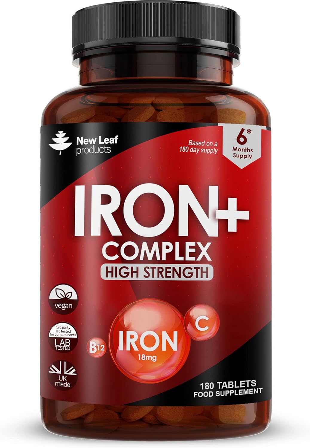 Gentle Iron Tablets Complex -Enriched with B12 & Vitamin C - Iron Supp0.01 Grams