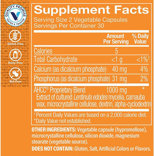 The Vitamin Shoppe AHCC - 500 MG - for Immune Support (60 Veggie Capsu