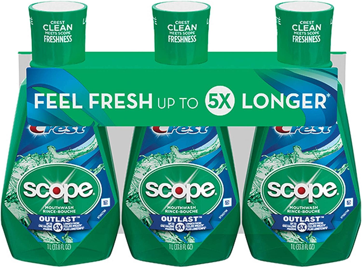 Crest Scope Outlast Mint Mouthwash 33.8  , 3 pk./1L