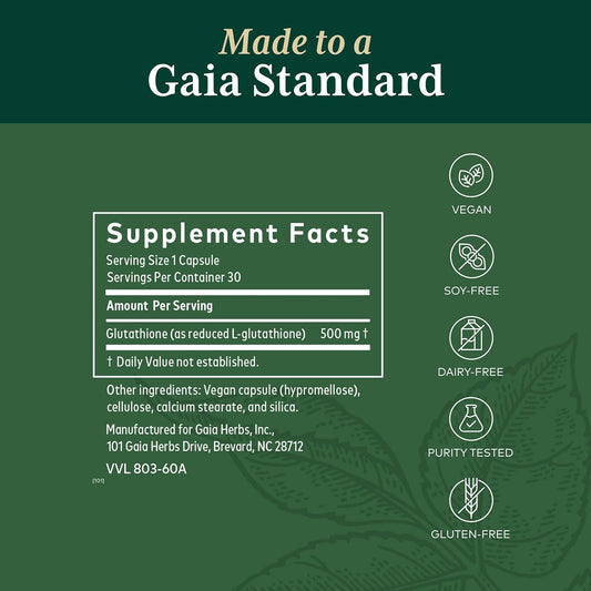 Gaia PRO Glutathione 500 - Herbal Supplement for Antioxidant Activity