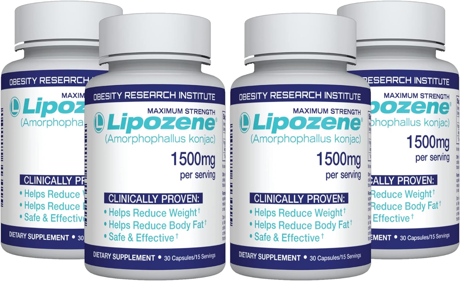 Lipozene Diet Pills - Weight Loss Supplement - 4 Bottles of 30 Capsule