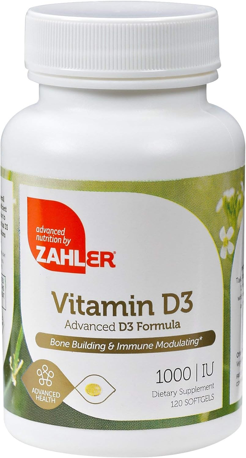 Zahler Vitamin D3 1,000IU, Vitamin D Supporting Bone Muscle Teeth and