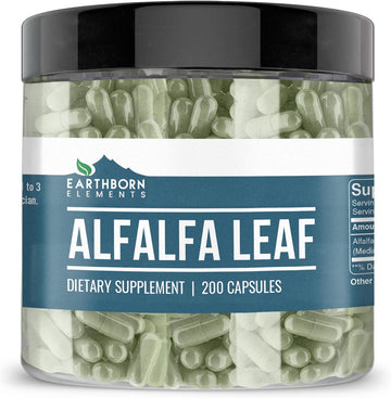 Earthborn Elements Alfalfa Leaf 200 Capsules, Pure & Undiluted, No Add