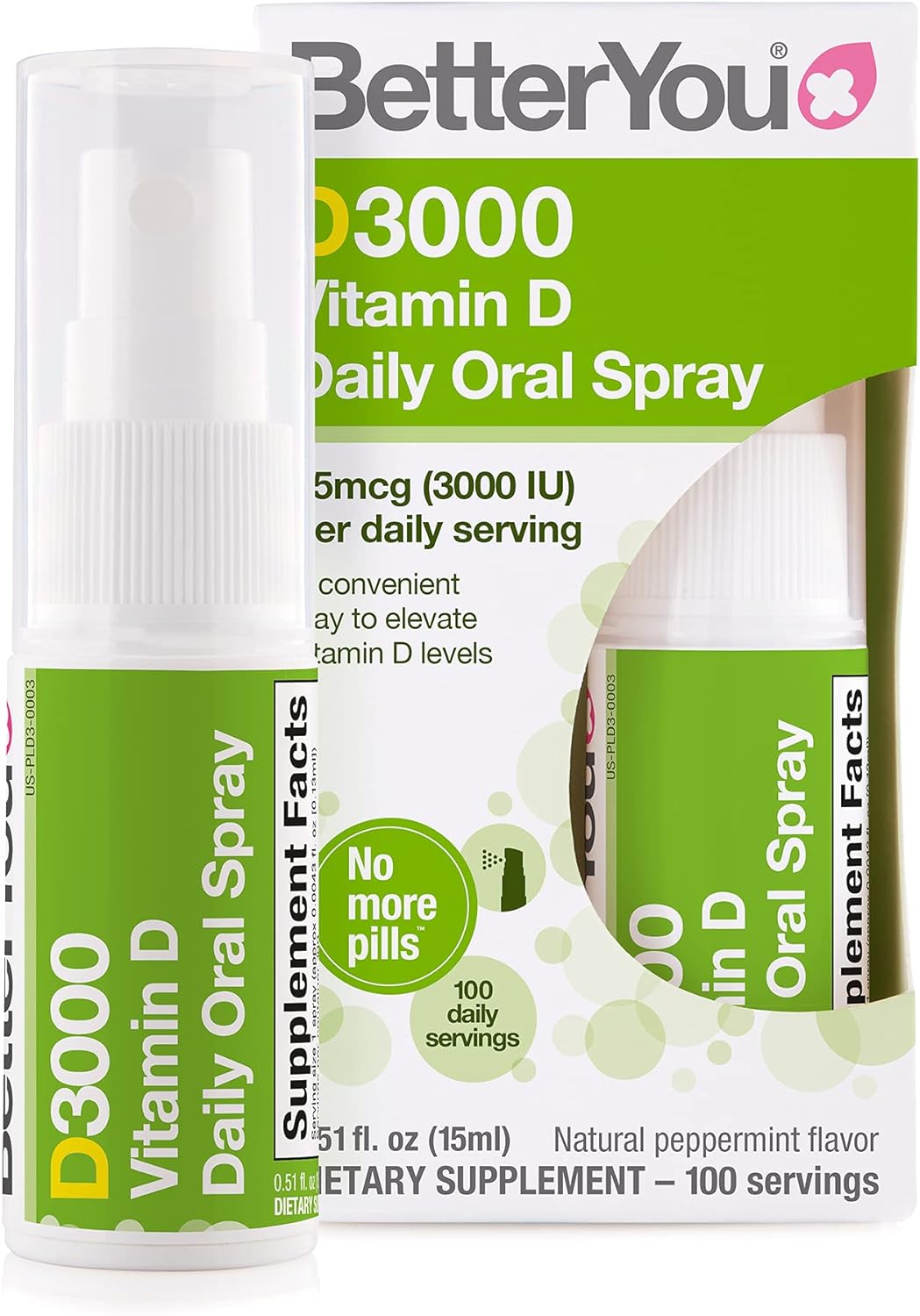 Betteryou Vitamin D3 Spray Liquid Immune Support Supplement, 3000 Iu S