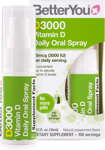 Betteryou Vitamin D3 Spray Liquid Immune Support Supplement, 3000 Iu S