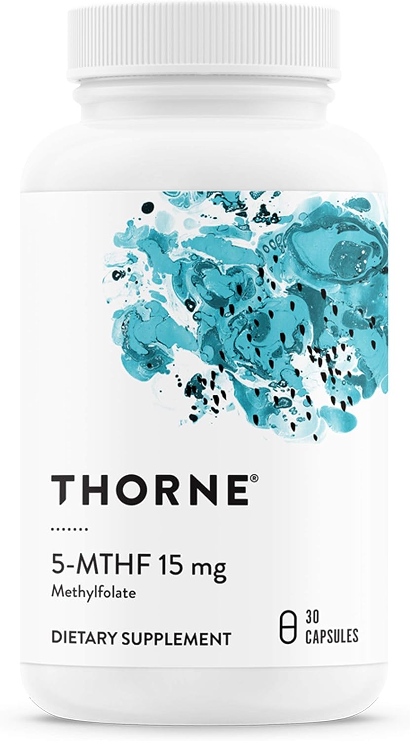 Thorne 5-MTHF 15mg - Methylfolate (Active B9 Folate) Supplement - Supports Cardiovascular Health, Fetal Development, Nerve Health, Methylation, and Homocysteine Levels - 30 Capsules