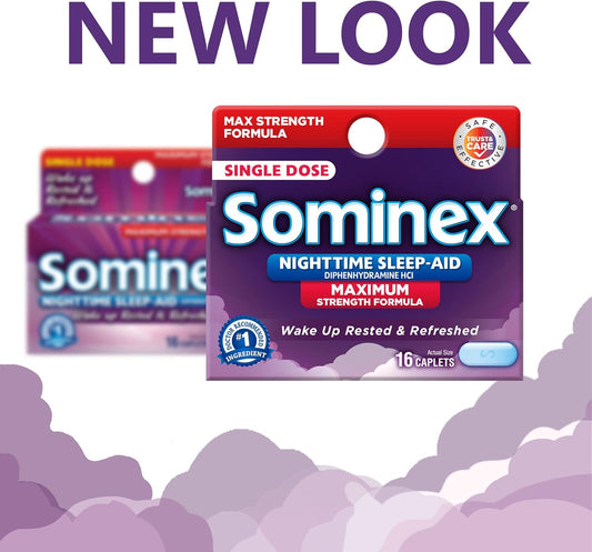 Sominex Nighttime Sleep-Aid Caplets, Maximum Strength, 16 ct. (Pack of