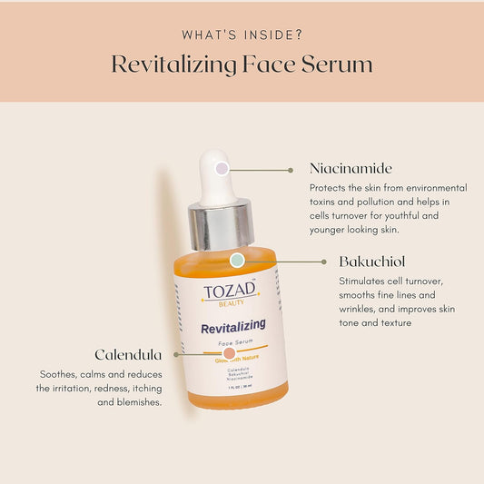 Tad Beauty Revitalizing Face Serum with Bakuchiol, Hyaluronic Acid, Calendula and Niacinamide