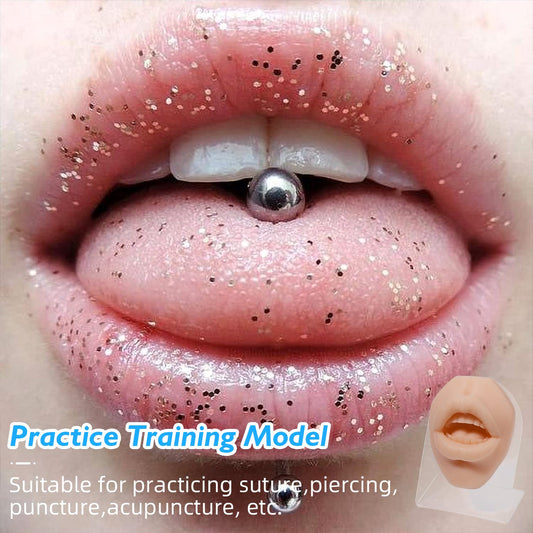 faruijie Soft Silicone Mouth Model - 1:1 Reusable Simulation Model Professional Practicing Suture, Piercing Practice, Puncture, Jewelry Studs Display, Acupuncture, Teaching Tool with Stand…