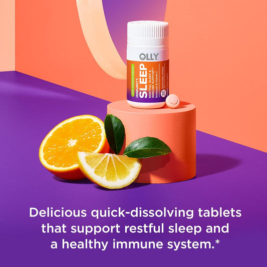 OLLY Immunity Sleep Fast Dissolves, 3mg Melatonin, Vitamin C, Citrus F